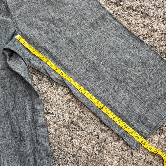 J. Jill Love Linen wide leg crop side zip black gray linen pants sz 2X - Picture 6 of 12